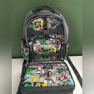 Pottery Barn Kids Superhero Backpack and Lunchbox - Gray and Multicolor
